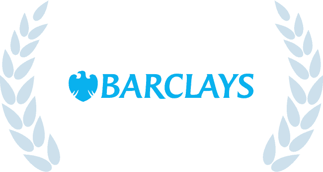 Barclays logo in a laurel badge, marking that Louisa AI was accelerated by Barclays RISE